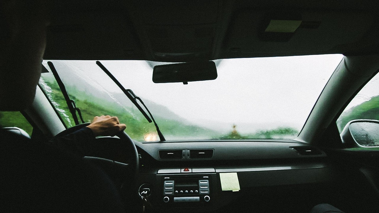 drive, nature, taxi, cab, roadtrip, rain, windshield wipers